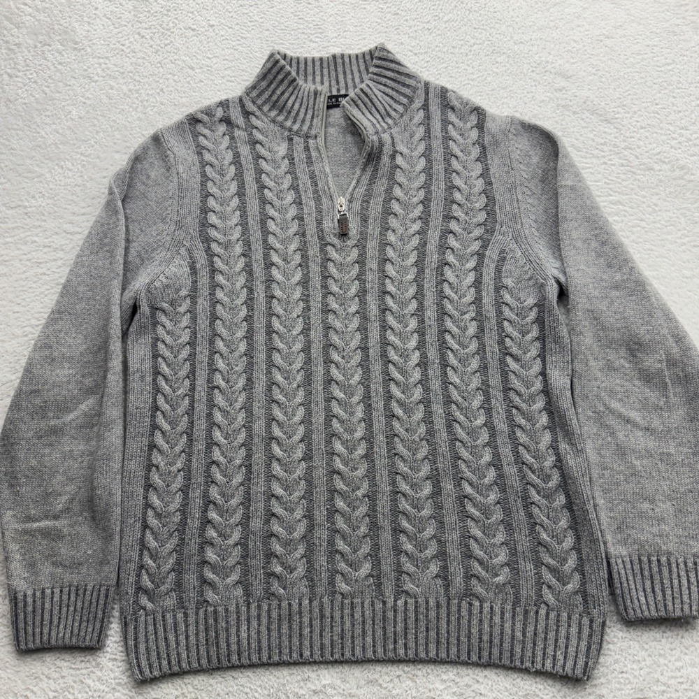 Daniele Blasi Mens Gray Cable Knit Wool Blend Quarter Zip Sweater Large Italy